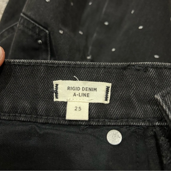 NWT Madewell Lunar Wash Metallic Dot Edition Rigid Denim A-Line Mini Skirt 25 - Picture 6 of 9